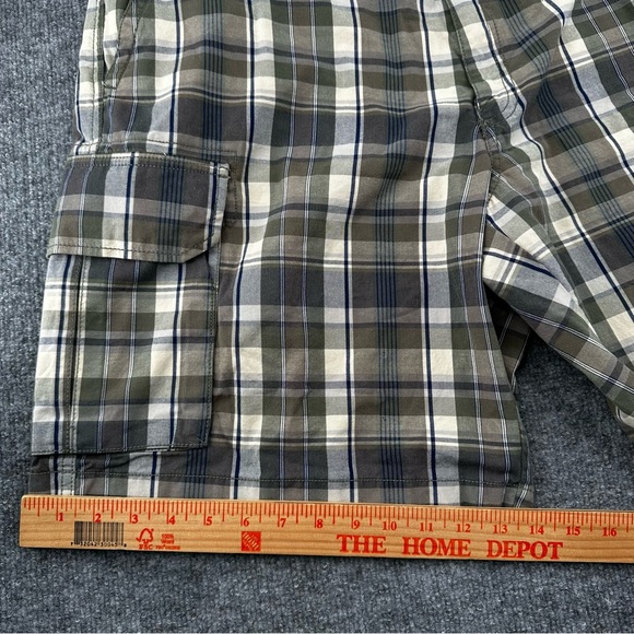 LL‎ Bean Shorts Mens 40 Plaid 9" Cargo Y2K Outdoor Casual Beach Green Blue Beige - Picture 4 of 12